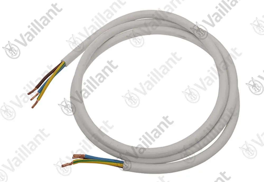 Vaillant Kabelbaum mit mehreren Adern, bestehend aus farblich unterschiedlich isolierten Kabeln, in einer grauen Ummantelung.